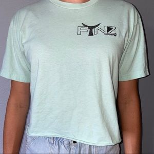 Light green, slightly cropped t shirt